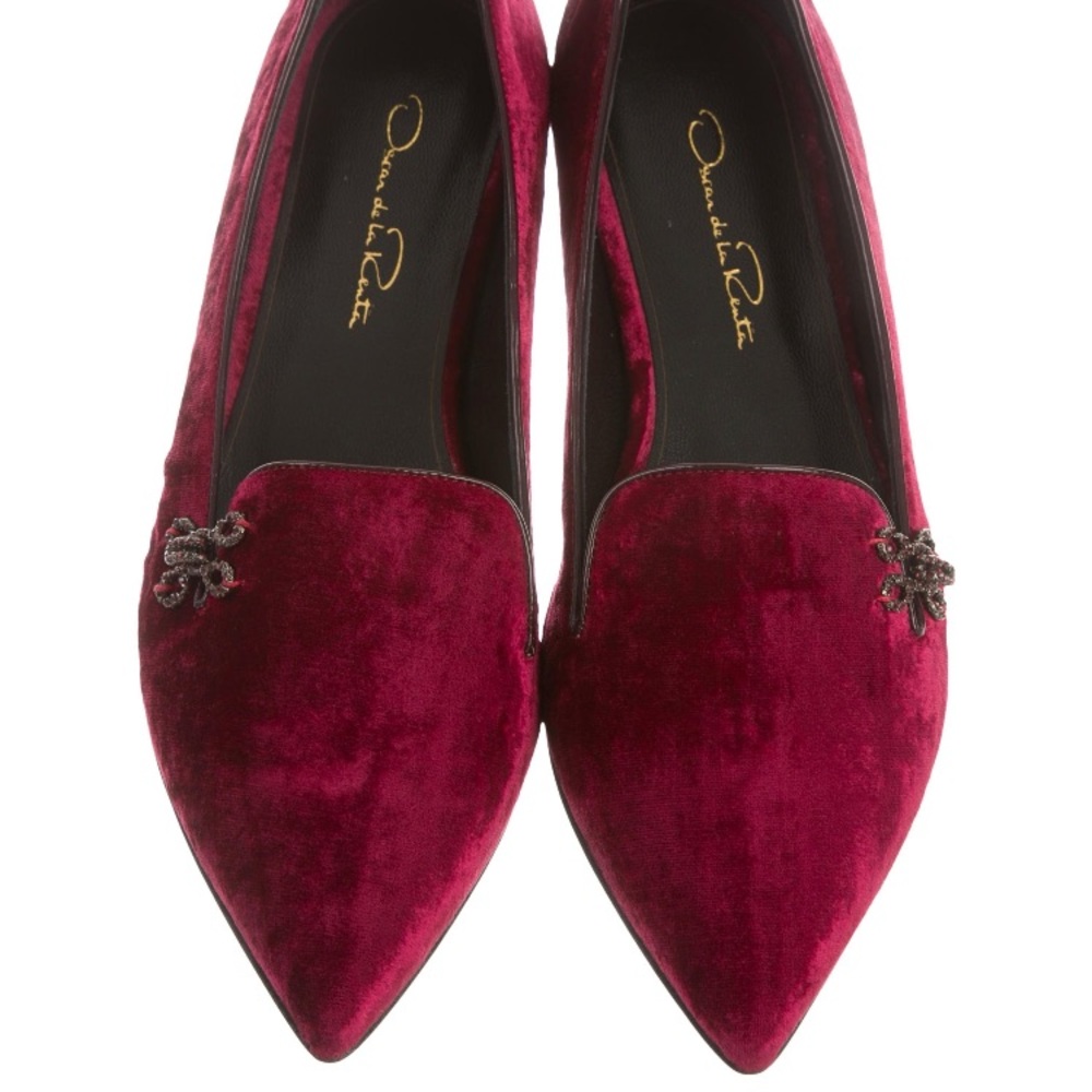 Oscar de la Renta Red Velvet Flats